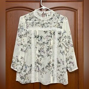 LC Lauren Conrad Floral with  Lace Blouse